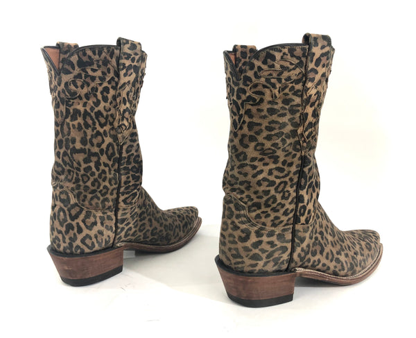 N8993.54 Old Town Leopard Printed Suede Cowgirl Boots | Size 7B