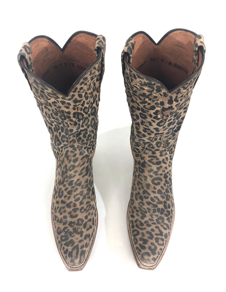 N8993.54 Old Town Leopard Printed Suede Cowgirl Boots | Size 7B