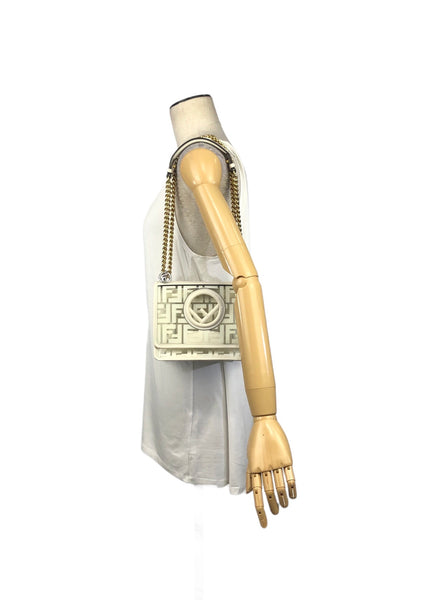 Kan I PVC and Calfskin Small Shoulder Bag White