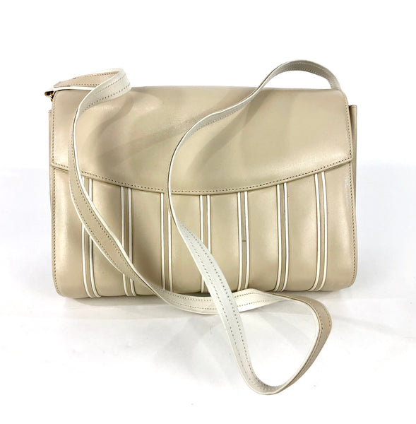 Circa 80s Vintage Beige Leather Convertible Handbag