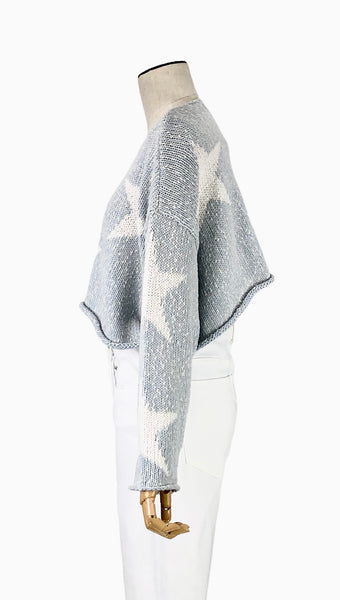 Light Blue "Star Crossed" Crop Sweater | Size S
