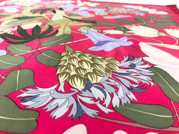 Vintage Hot Pink "Flora Graeca" Silk Scarf