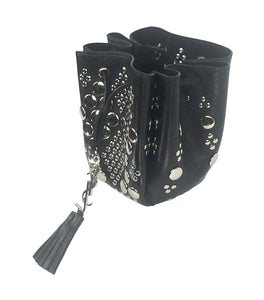 Studded Leather Mini Bucket Crossbody Bag