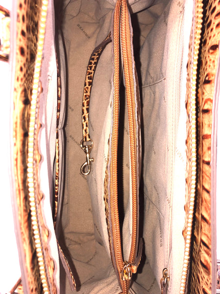 Melbourne Collection Small Finley Faux Croc Leather Satchel Bag