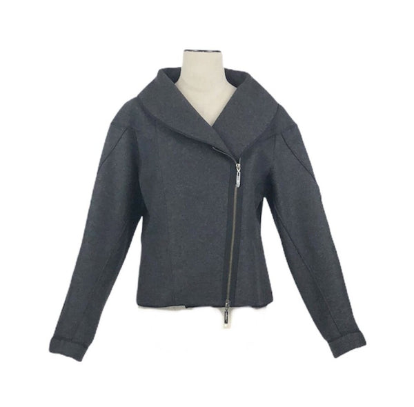 Charcoal Grey Wool Moto Jacket | Size 10