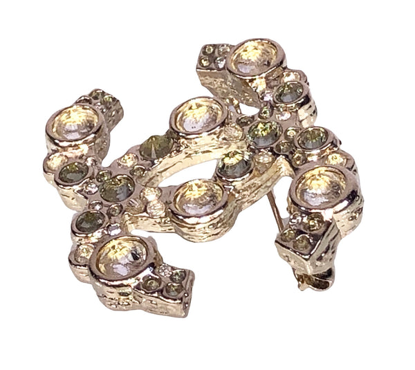 Strass and Crystals Interlocked CC's Brooch