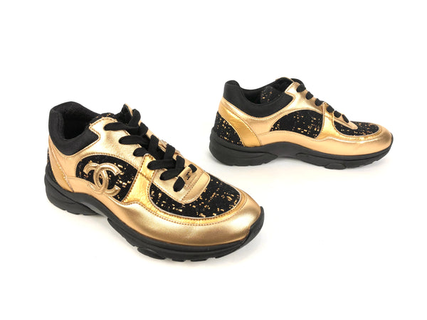 Gold and Black Sneakers Athletic Shoes| Size 6