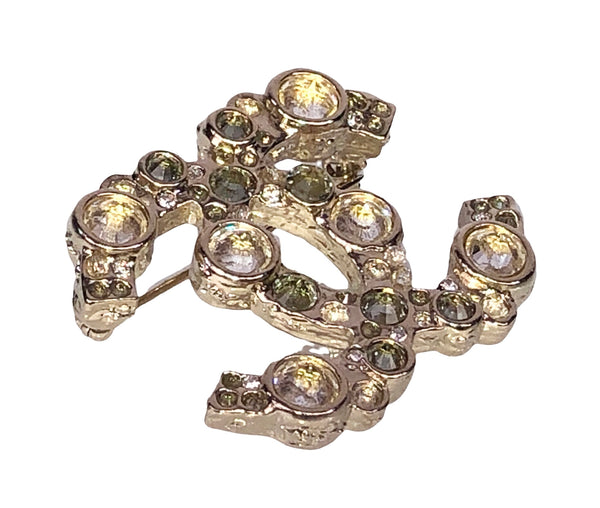 Strass and Crystals Interlocked CC's Brooch