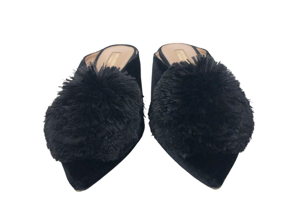 Powder Puff Velvet Mules | Size US 8 - IT 39.5