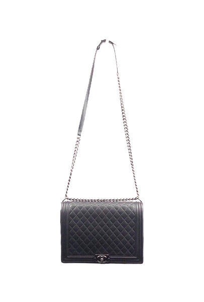 Slate Grey Large Lambskin Boy Flap Shoulder Bag
