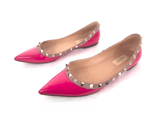 Rockstud Patent Flat | Size US 7.5 - IT 38.5