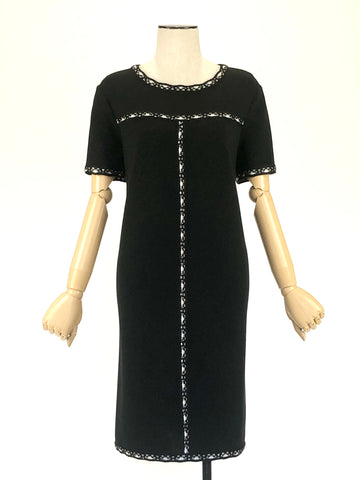 Black Knit Short Sleeve Shift Dress | Size 10
