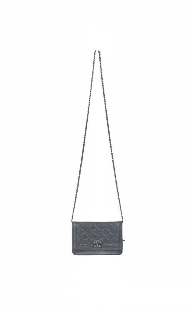 Charcoal Grey Boy Chanel Wallet on Chain Crossbody Bag – Baggio