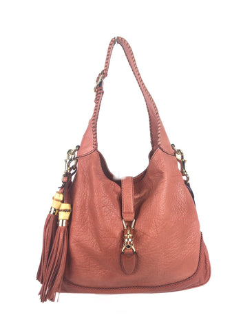 Jackie Pink Coral Pebble Leather Convertible Hobo