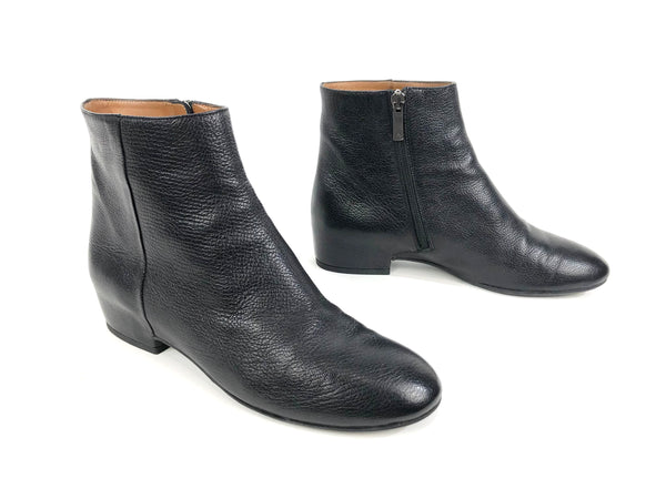 Black leather ankle boot "Ulyssa" with hidden wedge