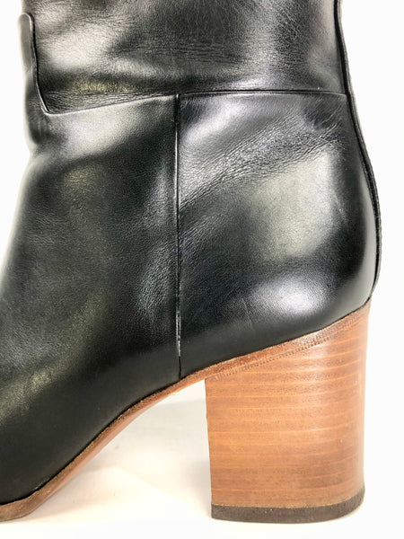 Black Leather Knee-High Boots | Size 8 US 38 EU
