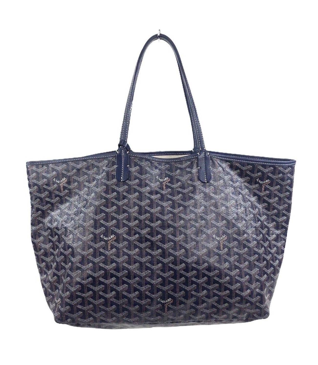 GOYARD Saint Louis PM - Navy Coated Canvas Leather Tote Bag