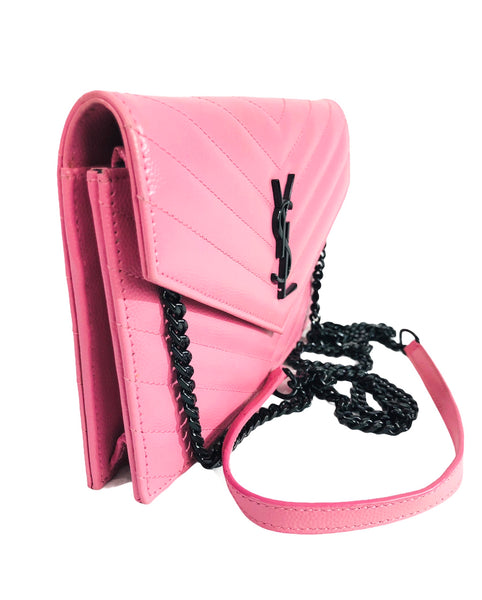Pink Monogram Matelassé Leather Small Wallet-on-Chain