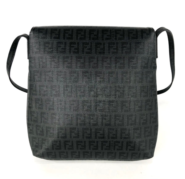 Grey and Black Zucchino Coated Canvas Crossbody Bag