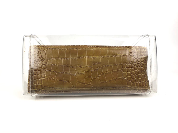 Shirley Clear Tan Croc Embossed Handbag