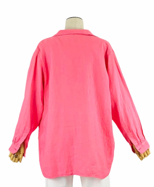 Pink Linen Long Sleeve Top | Size 10