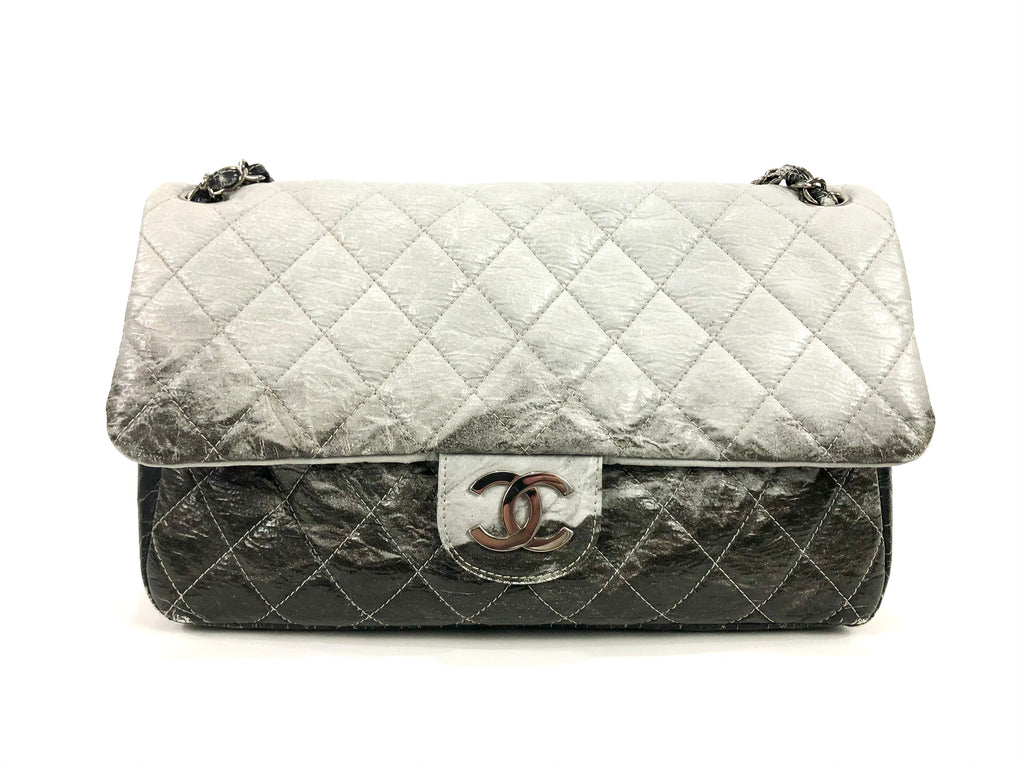 Chanel Melrose Degrade Flap Bag Quilted Patent Vinyl Medium Black 6742018