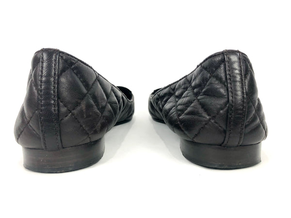 Chocolate Brown Quilted Leather CC Turn Lock Loafers | Size 37.5