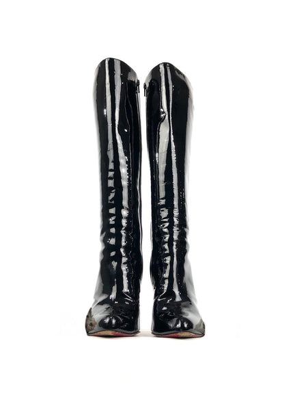 Black Patent Leather Pretty Woman 120 Boots | Size 36 EU 6 US