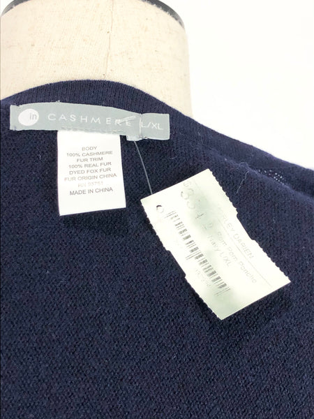 In Cashmere | Royal Blue Cashmere Poncho Size L/XL