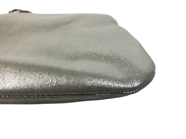 Crystal Embellished Camellia Clasp Metallic Evening Clutch