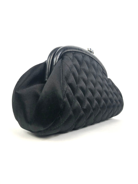 Black Quilted Timeless Satin Clutch