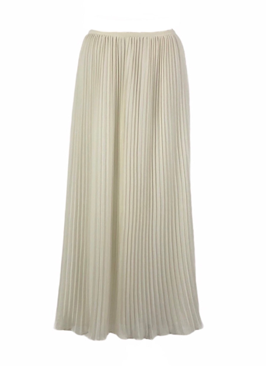 Winter White Pleated Maxi Skirt | Size 6