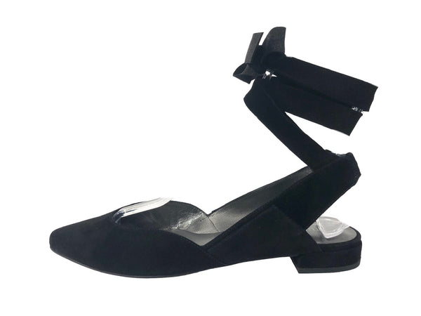 Supersonic Black Suede Flat Ankle Strap Flat Shoes | Size 9