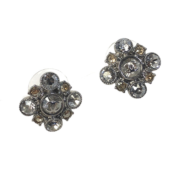 Crystals Embellished Strass Interlocked CC's Stud Earrings