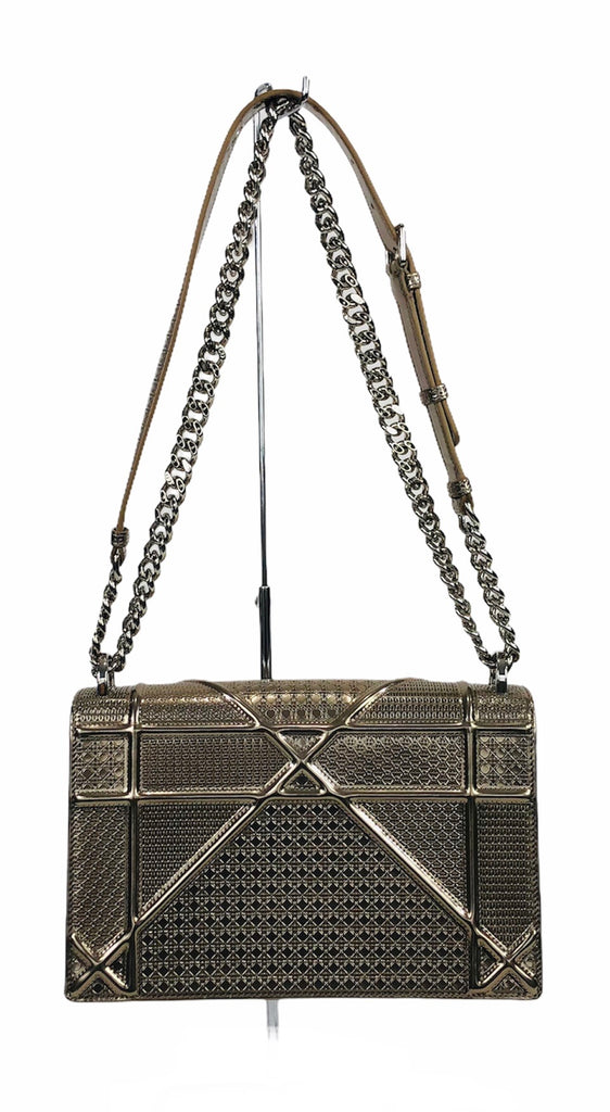 Champagne Metallic Micro Cannage Diorama Medium Convertible Bag – Baggio  Consignment