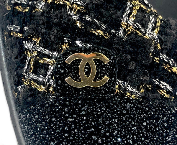 Black and Metallic Tweed with Black Stingray Toe Box | Size US 7.5 - EU 38.5
