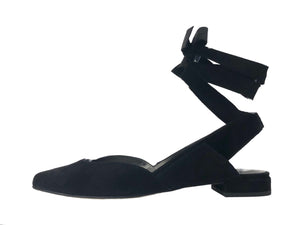 Supersonic Black Suede Flat Ankle Strap Flat Shoes | Size 9