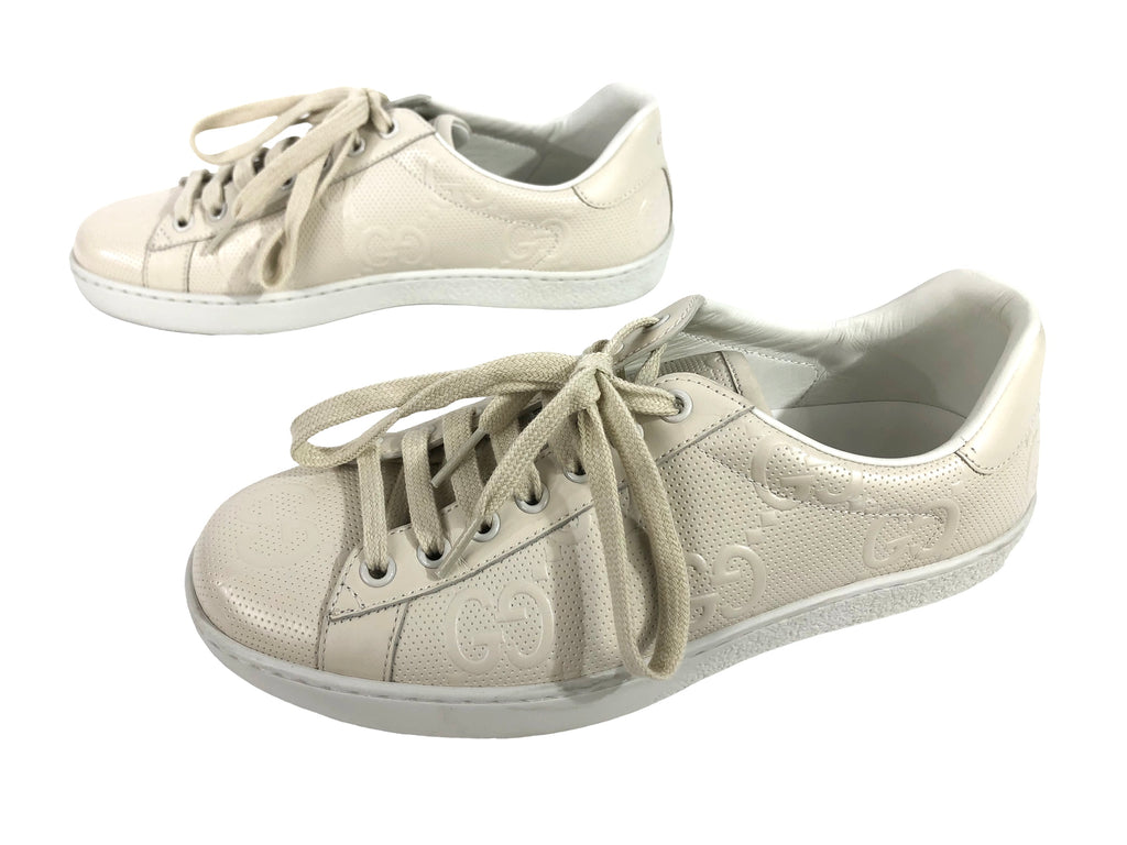 Gucci White Canvas And Leather Ace Sneakers Size 39 Gucci