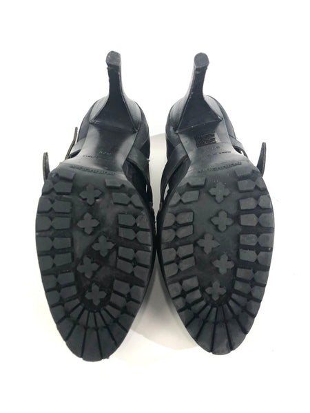 Black Aviator Buckle Stiletto Ankle Booties | Size EU 37.5 - US 6.5