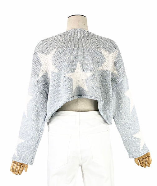 Light Blue "Star Crossed" Crop Sweater | Size S