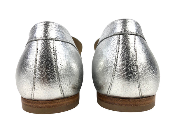 Interlocking CC's Silver Leather Loafers | Size US 4.5 - EU 5.5
