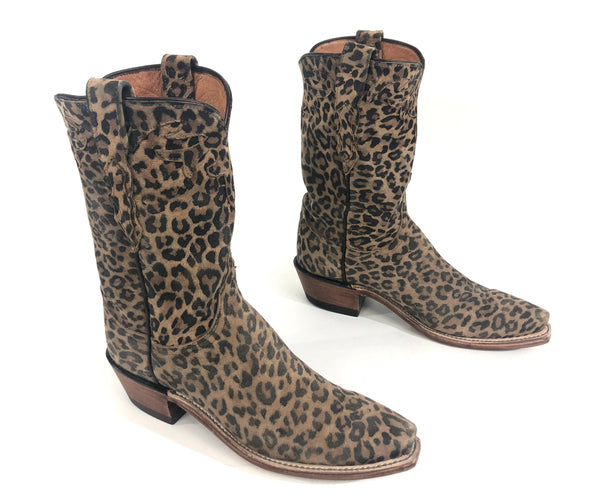 N8993.54 Old Town Leopard Printed Suede Cowgirl Boots | Size 7B