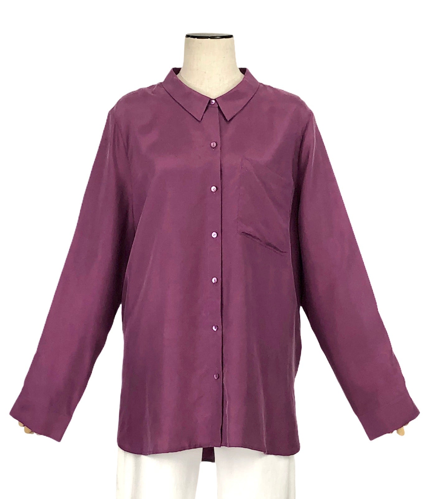 Washed Silk Habutai Button Down in Currant | Size L