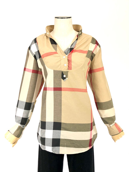 BritCheck Cotton Half-Button Tunic Shirt | Size 10