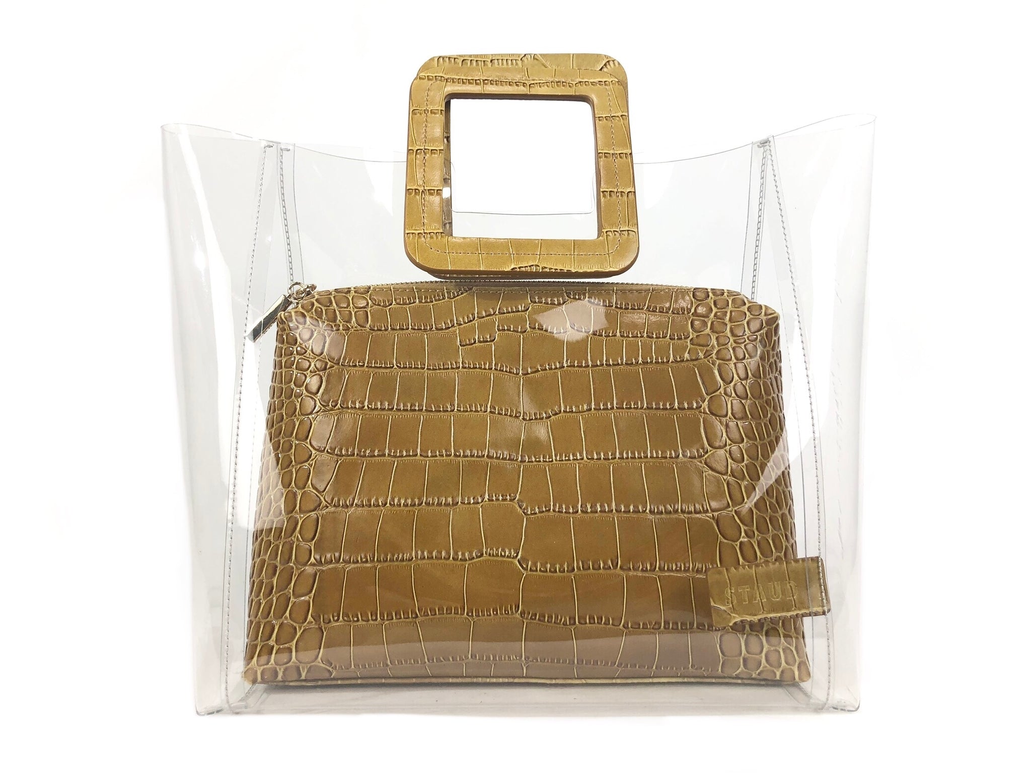 Shirley Clear Tan Croc Embossed Handbag