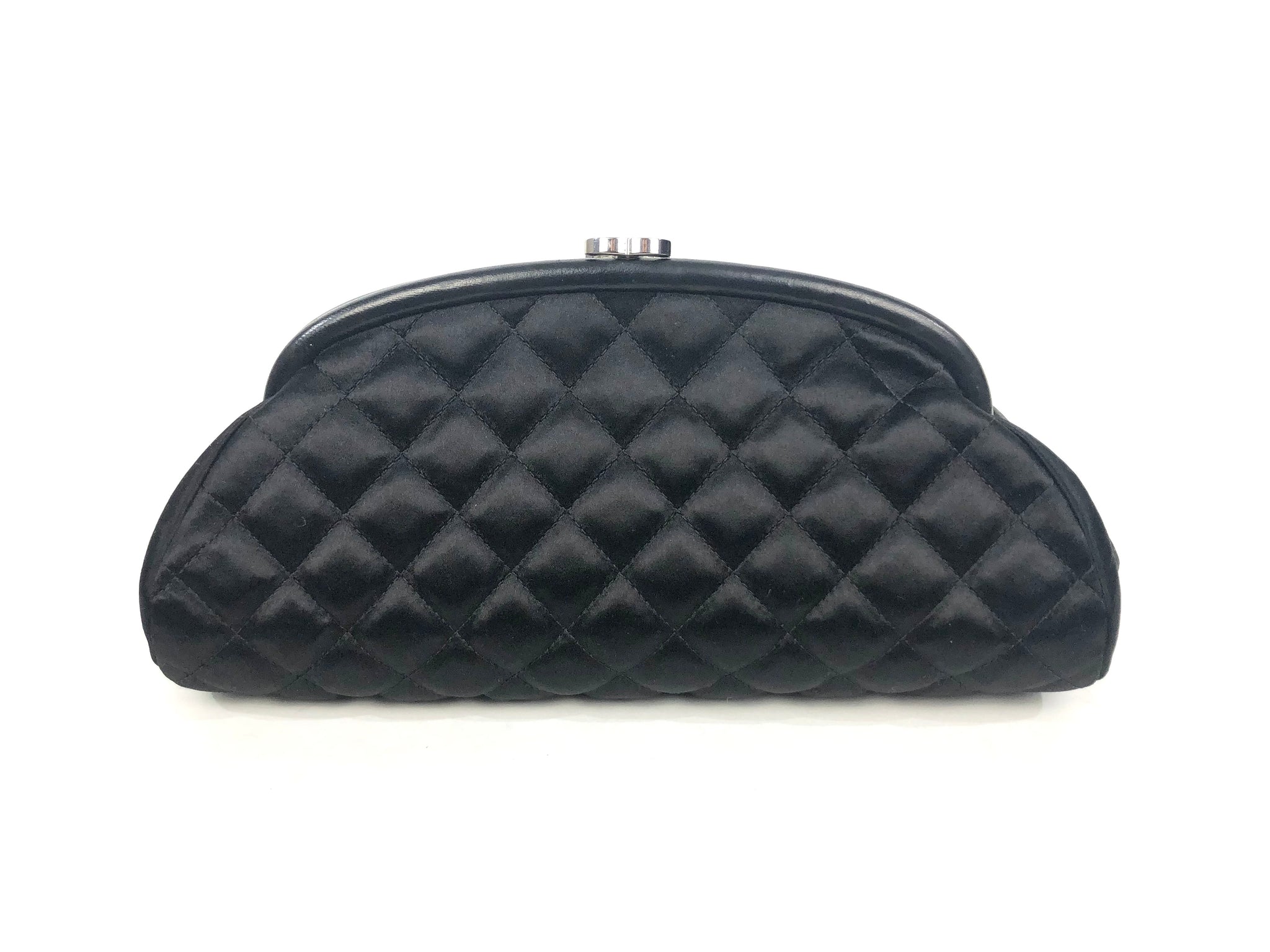 Black Quilted Timeless Satin Clutch