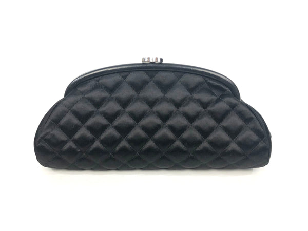 Black Quilted Timeless Satin Clutch