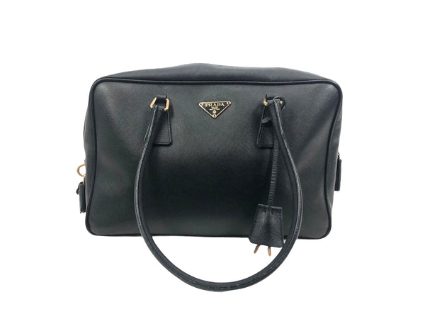 Black Saffiano Leather Bauletto Shoulder Bag