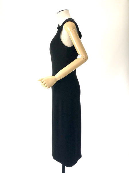 Black Sleeveless Asymmetric Sheath Midi  Dress | Size M