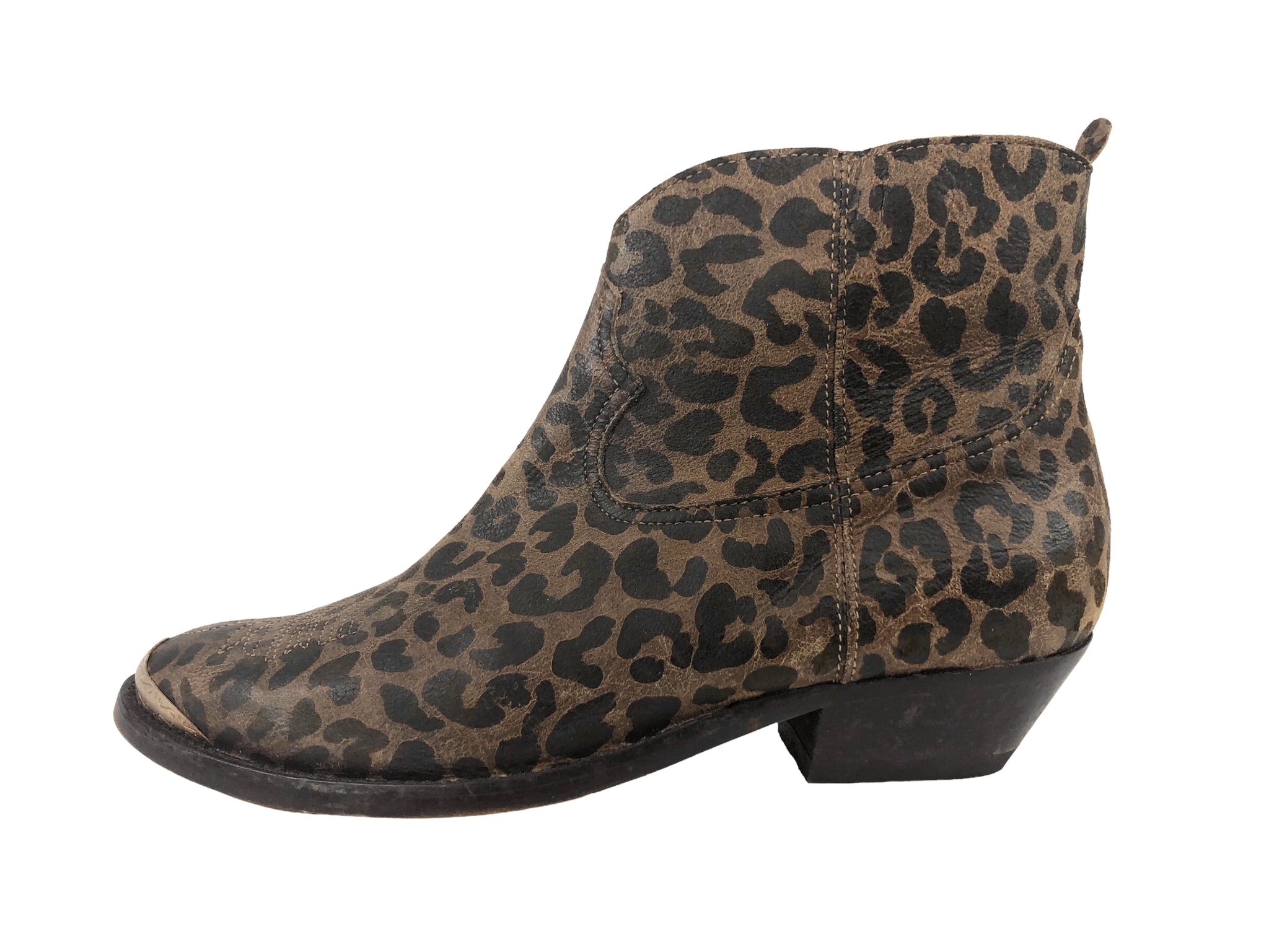 Young Leopard-Print Leather Texas Ankle Boot | Size US 10 - IT 40